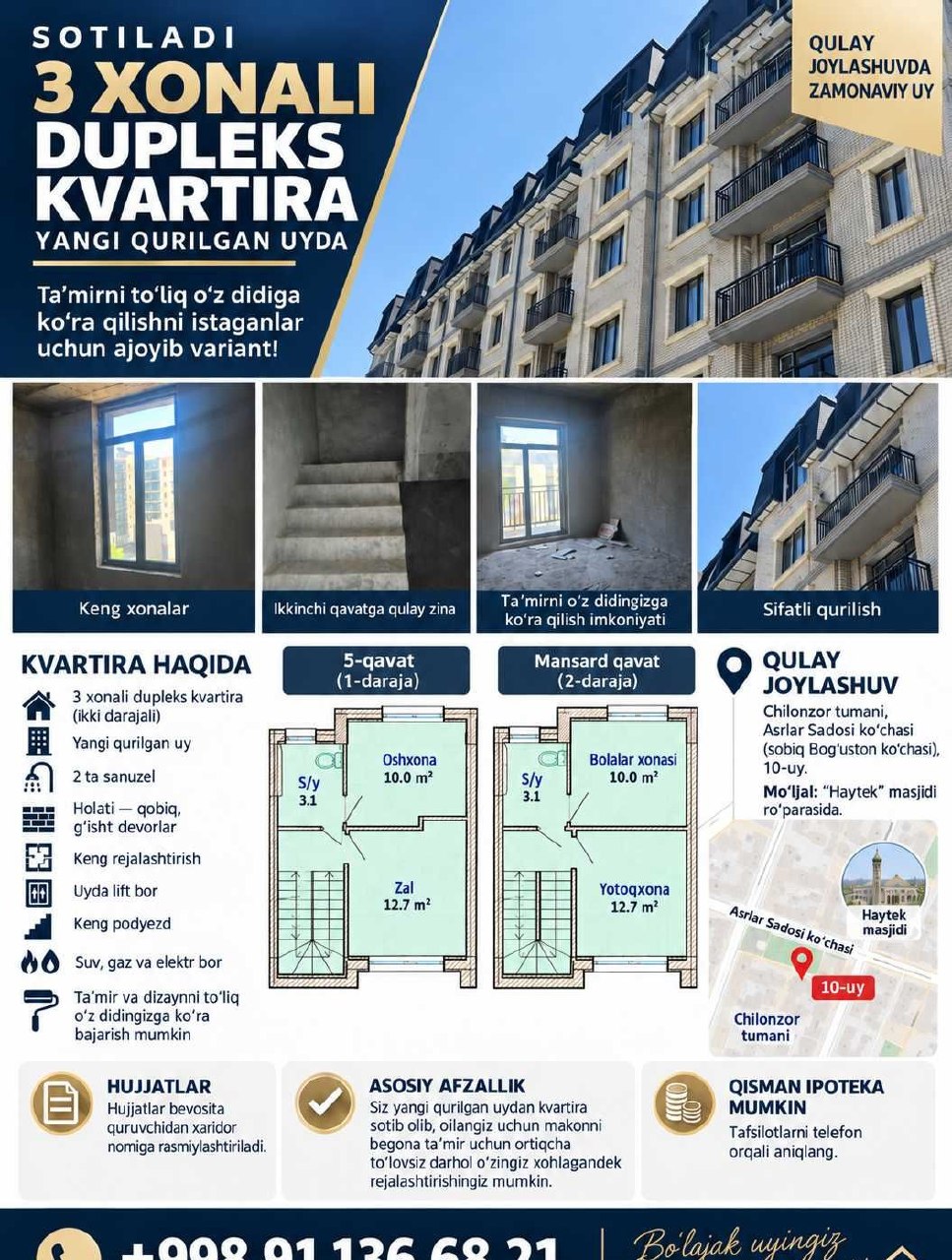 Продаётся 3-комн. квартира, 80 м² · Чиланзар — фото 8