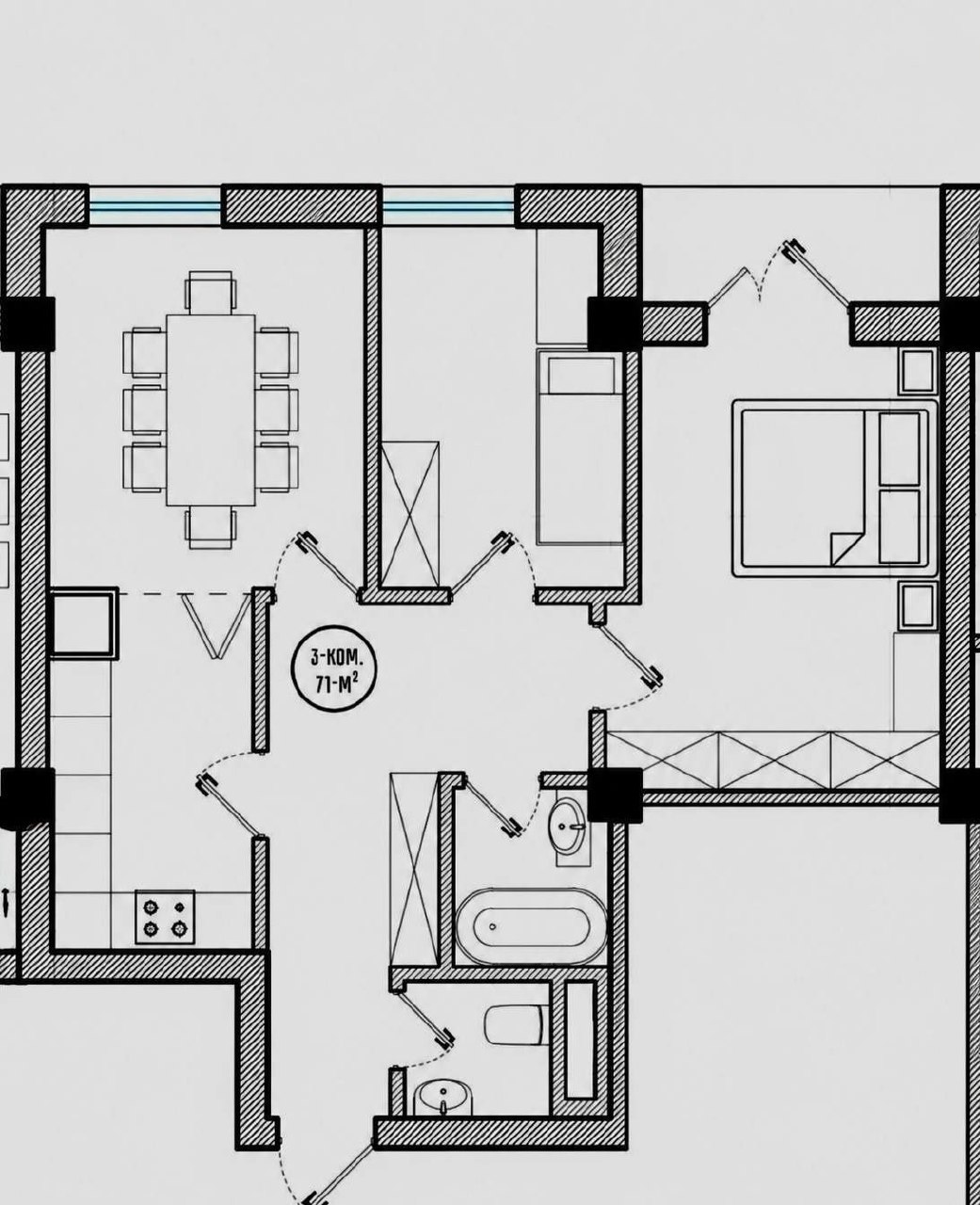 For sale 3-room apartment, 71 m² · Binkat · Yakkasaray — photo 3