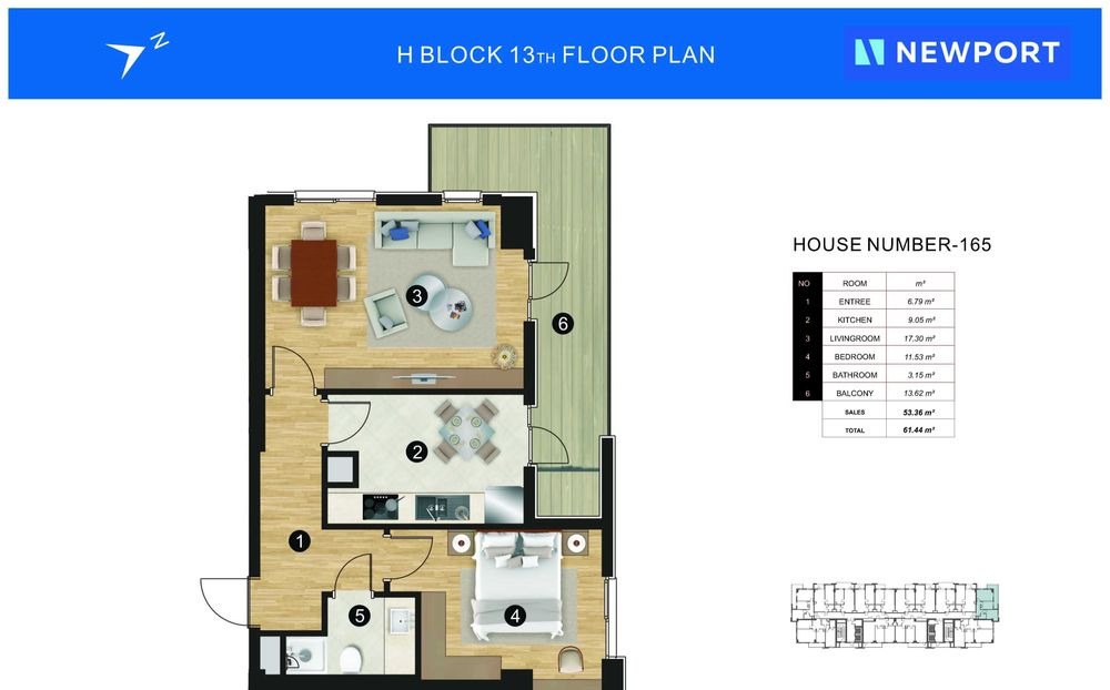For sale 2-room apartment, 62 m² · Newport · Yakkasaray — photo 1