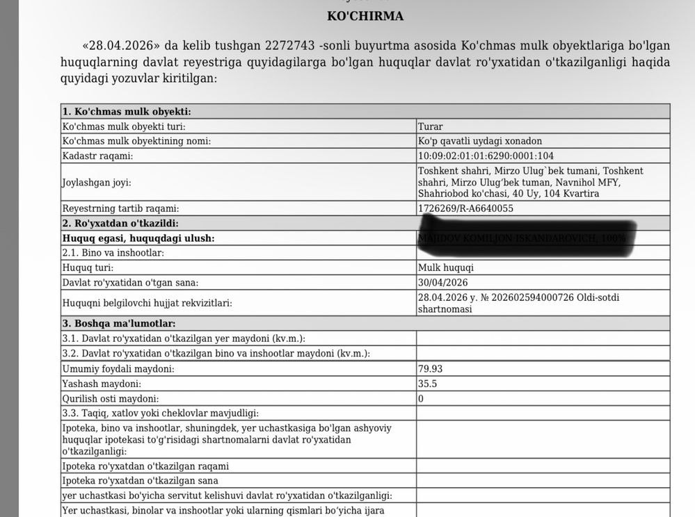 Sotiladi 3 xonali xonadon, 80 m² · Shahriobod · Mirzo Ulug‘bek — surat 2