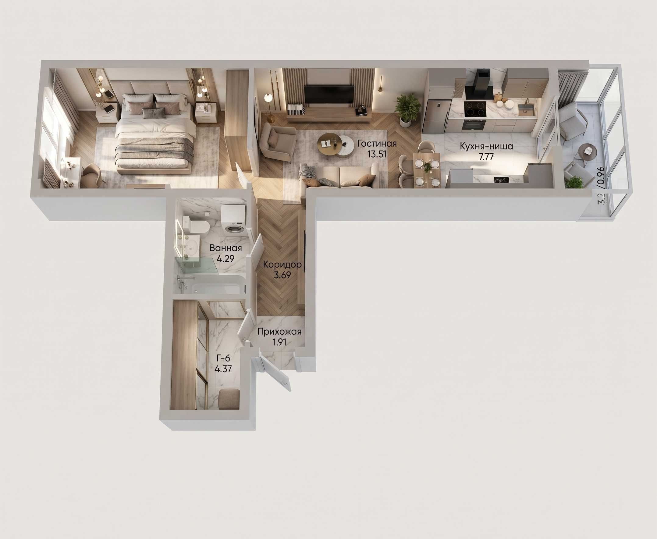 Продаётся 2-комн. квартира, 51.01 м² · ЖК Bimeros · Мирабад — фото 1