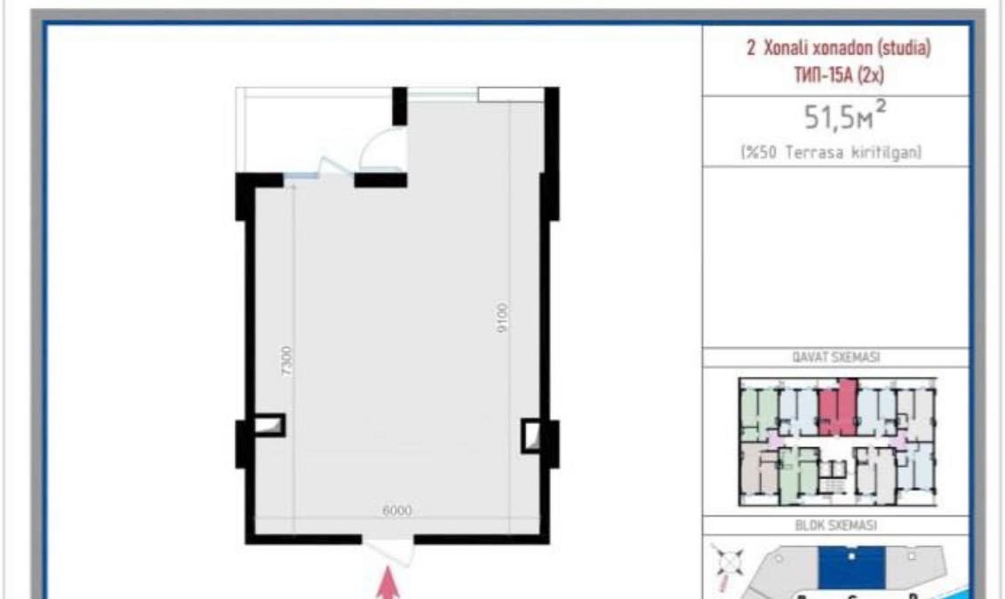 For sale 2-room apartment, 54.5 m² · Nafassebzor · Shaykhantakhur — photo 6