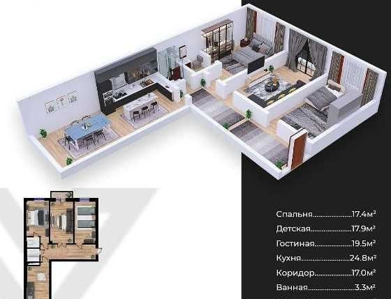 For sale 3-room apartment, 103.09 m² · Yunusabad — photo 4