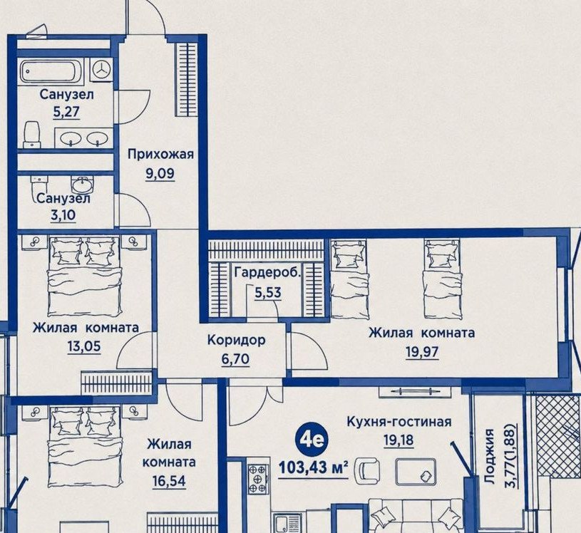 Sotiladi 4 xonali xonadon, 106 m² · Regnum Plaza · Mirzo Ulug‘bek — surat 5