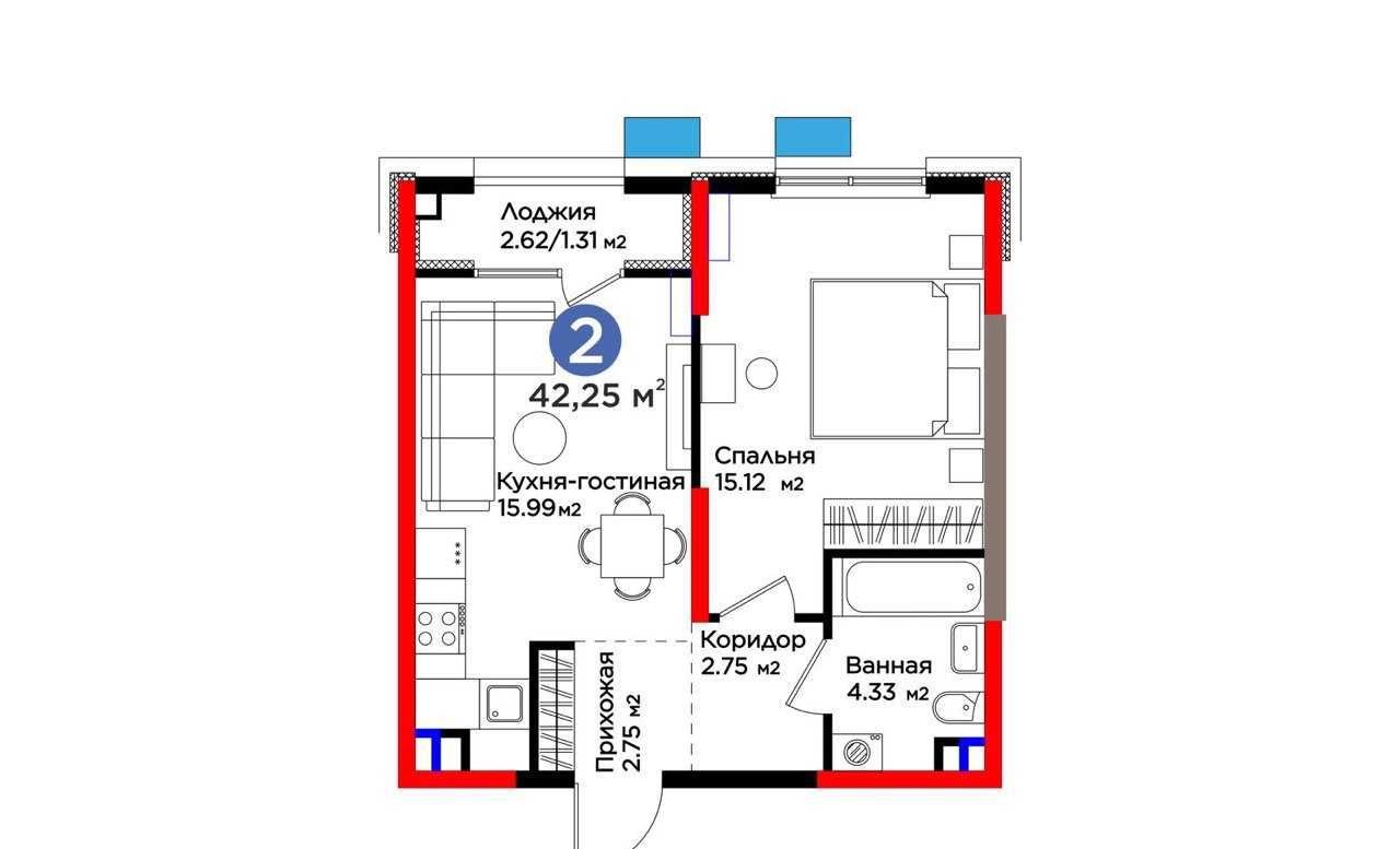 Продаётся 2-комн. квартира, 43 м² · ЖК Bisado · Яшнабад — фото 10