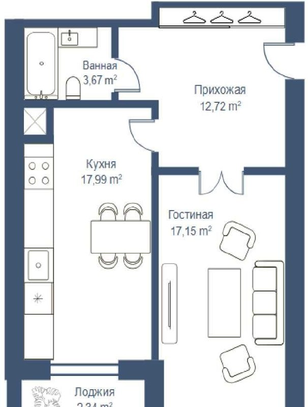 Продаётся 1-комн. квартира, 55.92 м² · ЖК Meridian · Яшнабад — фото 7