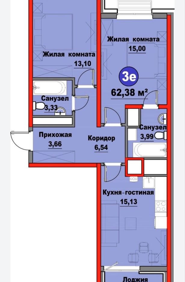 Sotiladi 3 xonali xonadon, 62.38 m² · Soyboyi · Chilonzor — surat 7