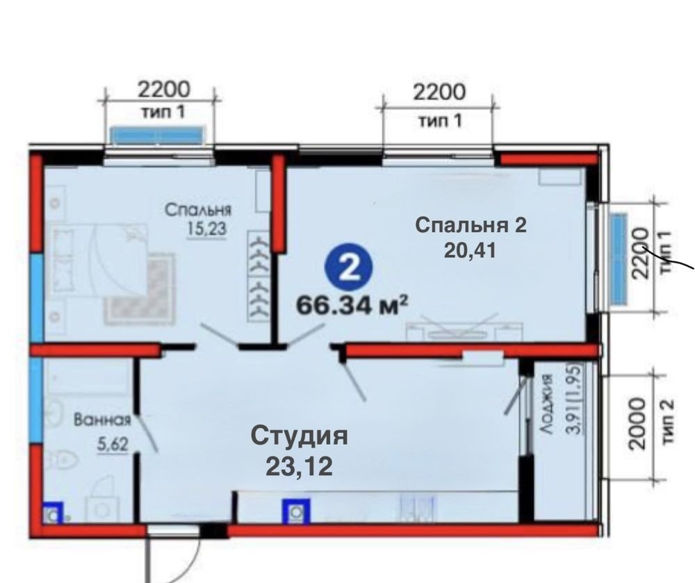 For sale 2-room apartment, 66 m² · Almazar — photo 4