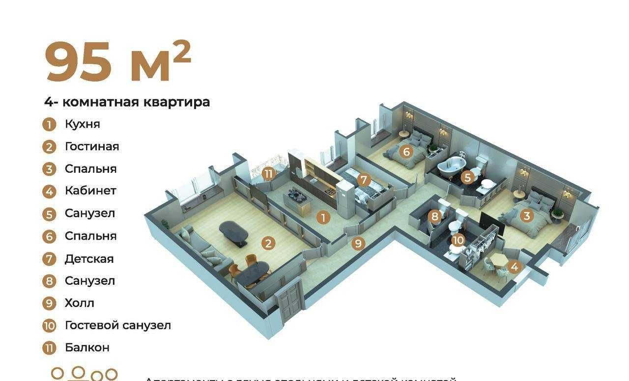 Продаётся 4-комн. квартира, 95 м² · ЖК High Town · Юнусабад — фото 9