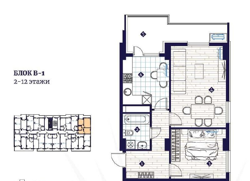 For sale 2-room apartment, 57.7 m² · Imperial Club · Yunusabad — photo 5