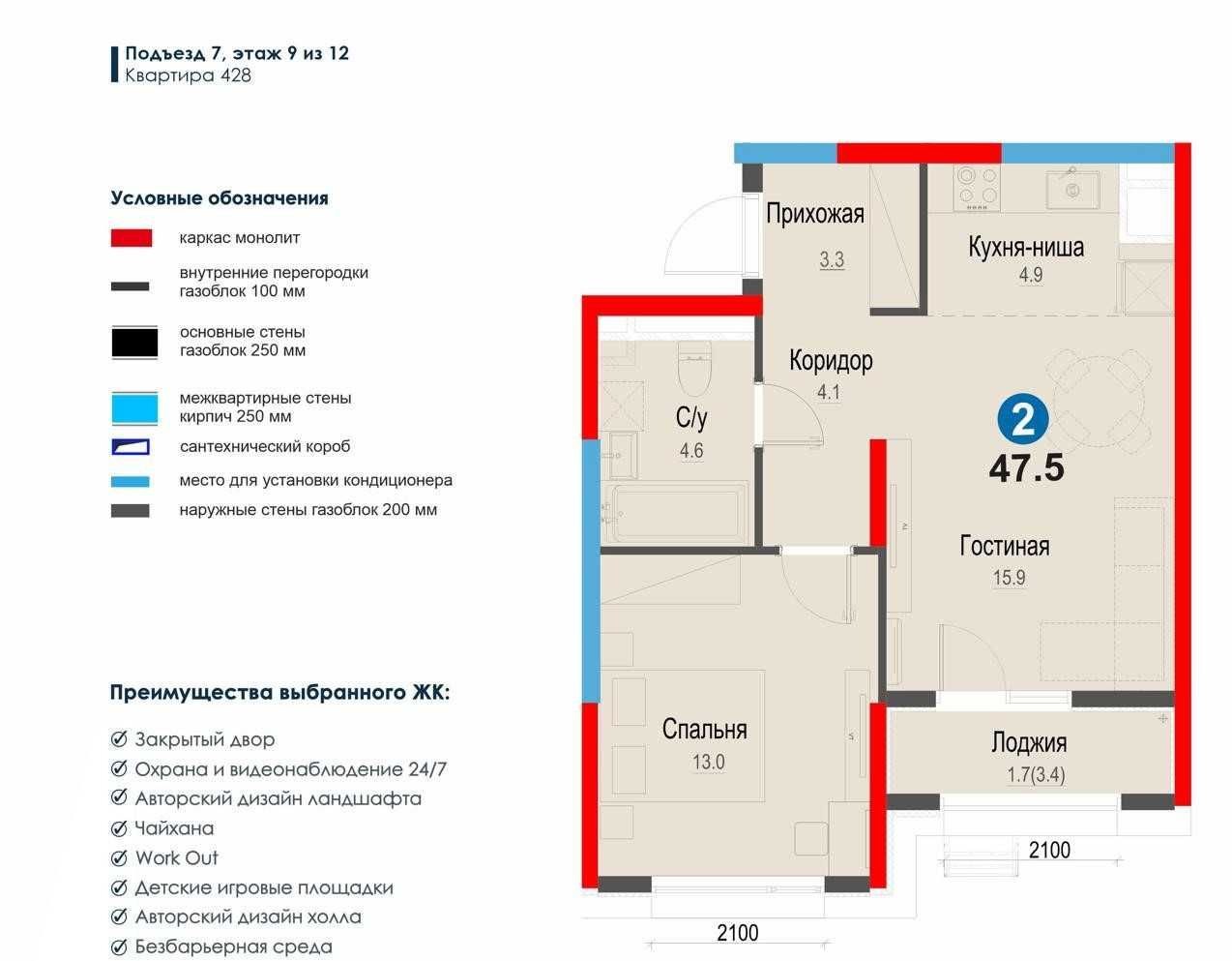 For sale 2-room apartment, 47.5 m² · Yashnabad — photo 6