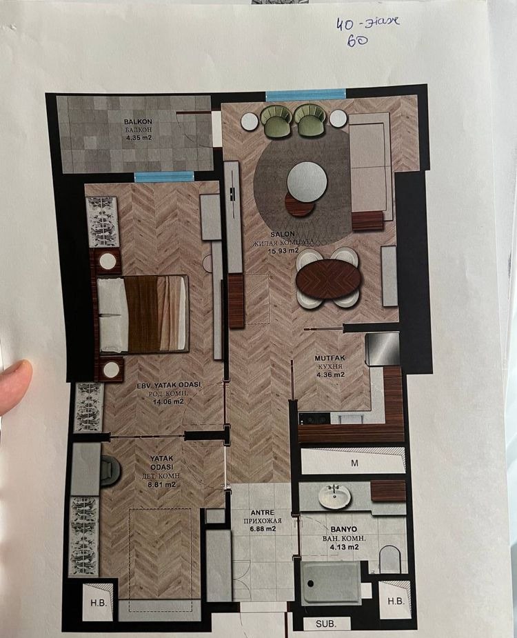 Продаётся 2-комн. квартира, 60 м² · ЖК Nest One · Юнусабад — фото 3
