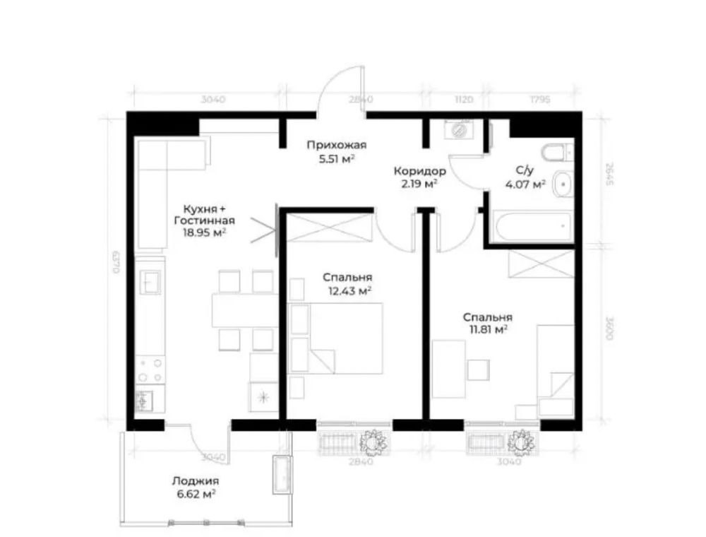Продаётся 2-комн. квартира, 59.15 м² · Алмазар — фото 10